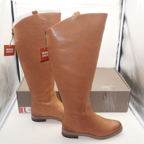 NEW Franco Sarto Meyer Wide Calf Tan Knee High Brown Leather Boot Women's 6 Wide - Picture 7 of 13